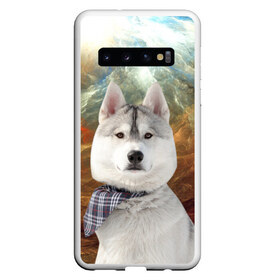 Чехол для Samsung Galaxy S10 с принтом Хаски в Курске, Силикон | Область печати: задняя сторона чехла, без боковых панелей | Тематика изображения на принте: маламут | песик | собака | собаки | собачка | хаски