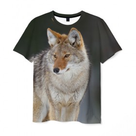 Мужская футболка 3D с принтом Волк в Курске, 100% полиэфир | прямой крой, круглый вырез горловины, длина до линии бедер | хищник