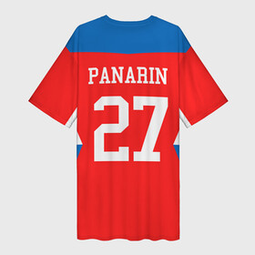 Платье-футболка 3D с принтом Форма  № 27 PANARIN в Курске,  |  | Тематика изображения на принте: 27 panarin | world cup hockey | клюшка | кубок мира | панарин артем | россия | сборная россии | хоккейная форма | шайба