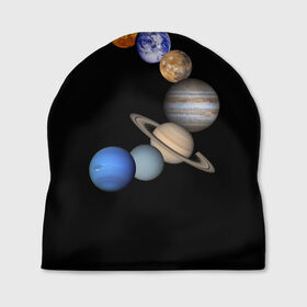 Шапка 3D с принтом Парад планет в Курске, 100% полиэстер | универсальный размер, печать по всей поверхности изделия | звёзды | космическое пространство | космос | планета | созвездие