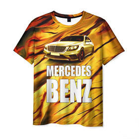 Мужская футболка 3D с принтом Mercedes Benz в Курске, 100% полиэфир | прямой крой, круглый вырез горловины, длина до линии бедер | benz | mercedes | авто | автомобиль | водитель | машина | мерседес бенц | тачка
