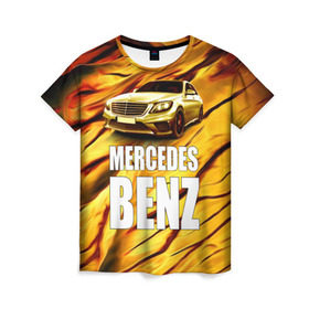 Женская футболка 3D с принтом Mercedes Benz в Курске, 100% полиэфир ( синтетическое хлопкоподобное полотно) | прямой крой, круглый вырез горловины, длина до линии бедер | benz | mercedes | авто | автомобиль | водитель | машина | мерседес бенц | тачка
