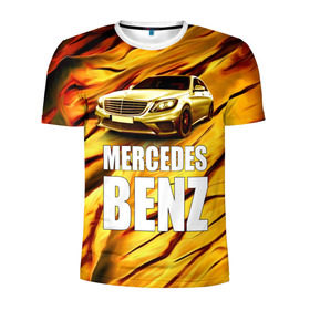 Мужская футболка 3D спортивная с принтом Mercedes Benz в Курске, 100% полиэстер с улучшенными характеристиками | приталенный силуэт, круглая горловина, широкие плечи, сужается к линии бедра | benz | mercedes | авто | автомобиль | водитель | машина | мерседес бенц | тачка
