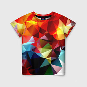 Детская футболка 3D с принтом Polygon в Курске, 100% гипоаллергенный полиэфир | прямой крой, круглый вырез горловины, длина до линии бедер, чуть спущенное плечо, ткань немного тянется | геометрия | полигоны | разноцветный | яркий