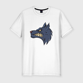 Мужская футболка премиум с принтом Злой волк в Курске, 92% хлопок, 8% лайкра | приталенный силуэт, круглый вырез ворота, длина до линии бедра, короткий рукав | волк | голова | животные | фауна