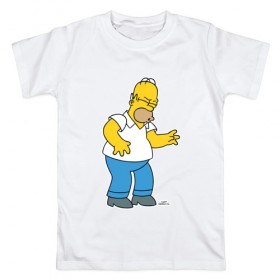 Мужская футболка хлопок с принтом Гомер (Симпсоны) в Курске, 100% хлопок | прямой крой, круглый вырез горловины, длина до линии бедер, слегка спущенное плечо. | 