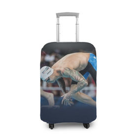 Чехол для чемодана 3D с принтом Пловец в Курске, 86% полиэфир, 14% спандекс | двустороннее нанесение принта, прорези для ручек и колес | бассейн | вода | прыжок