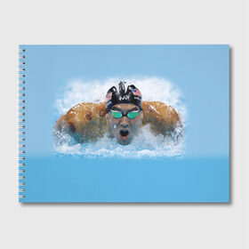 Альбом для рисования с принтом swimmer в Курске, 100% бумага
 | матовая бумага, плотность 200 мг. | Тематика изображения на принте: пловец