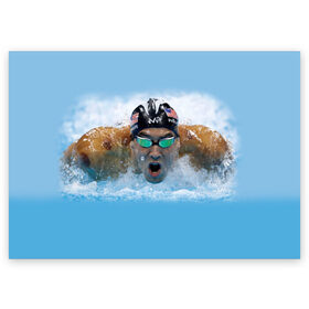 Поздравительная открытка с принтом swimmer в Курске, 100% бумага | плотность бумаги 280 г/м2, матовая, на обратной стороне линовка и место для марки
 | Тематика изображения на принте: пловец