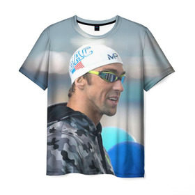 Мужская футболка 3D с принтом Swimmer в Курске, 100% полиэфир | прямой крой, круглый вырез горловины, длина до линии бедер | пловец