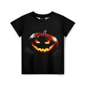 Детская футболка 3D с принтом Хитрая тыква в Курске, 100% гипоаллергенный полиэфир | прямой крой, круглый вырез горловины, длина до линии бедер, чуть спущенное плечо, ткань немного тянется | halloween | в идеи подарков в хеллоуин | тыквы | хеллоиун | хэллоуин | хэлоуин