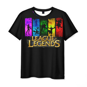 Мужская футболка 3D с принтом LOL Heroes 2 в Курске, 100% полиэфир | прямой крой, круглый вырез горловины, длина до линии бедер | l.o.l | league of legends | игры | лига легенд | лол
