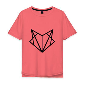 Мужская футболка хлопок Oversize с принтом Лиса геометрия в Курске, 100% хлопок | свободный крой, круглый ворот, “спинка” длиннее передней части | геометрия | лиса | стиль | треугольники
