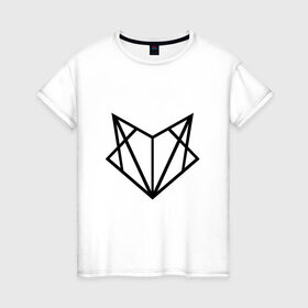 Женская футболка хлопок с принтом Лиса геометрия в Курске, 100% хлопок | прямой крой, круглый вырез горловины, длина до линии бедер, слегка спущенное плечо | геометрия | лиса | стиль | треугольники