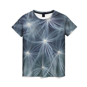 Женская футболка 3D с принтом Одуванчик в Курске, 100% полиэфир ( синтетическое хлопкоподобное полотно) | прямой крой, круглый вырез горловины, длина до линии бедер | одуванчик | цветок