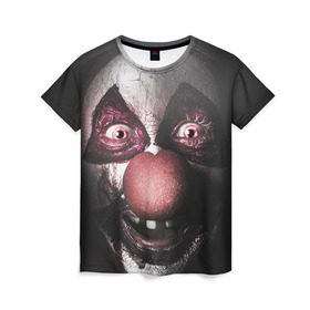 Женская футболка 3D с принтом Милый клоун в Курске, 100% полиэфир ( синтетическое хлопкоподобное полотно) | прямой крой, круглый вырез горловины, длина до линии бедер | злобный