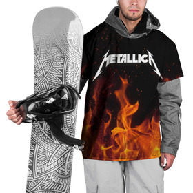 Накидка на куртку 3D с принтом Metallica fire в Курске, 100% полиэстер |  | металлика