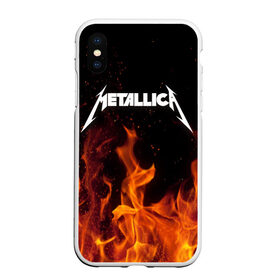 Чехол для iPhone XS Max матовый с принтом Metallica fire в Курске, Силикон | Область печати: задняя сторона чехла, без боковых панелей | металлика