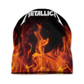 Шапка 3D с принтом Metallica fire в Курске, 100% полиэстер | универсальный размер, печать по всей поверхности изделия | металлика