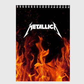 Скетчбук с принтом Metallica fire в Курске, 100% бумага
 | 48 листов, плотность листов — 100 г/м2, плотность картонной обложки — 250 г/м2. Листы скреплены сверху удобной пружинной спиралью | металлика