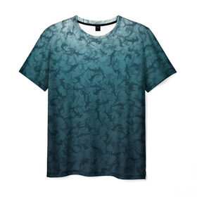 Мужская футболка 3D с принтом Акулы-молоты в Курске, 100% полиэфир | прямой крой, круглый вырез горловины, длина до линии бедер | Тематика изображения на принте: камуфляж | море | океан | рыба