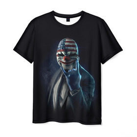 Мужская футболка 3D с принтом Payday в Курске, 100% полиэфир | прямой крой, круглый вырез горловины, длина до линии бедер | Тематика изображения на принте: payday | маска