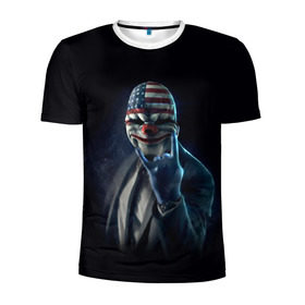 Мужская футболка 3D спортивная с принтом Payday в Курске, 100% полиэстер с улучшенными характеристиками | приталенный силуэт, круглая горловина, широкие плечи, сужается к линии бедра | Тематика изображения на принте: payday | маска