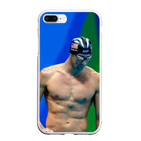 Чехол для iPhone 7Plus/8 Plus матовый с принтом Michael Phelps в Курске, Силикон | Область печати: задняя сторона чехла, без боковых панелей | бассейн | пловец | чемпион. фелепс