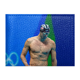 Обложка для студенческого билета с принтом Michael Phelps в Курске, натуральная кожа | Размер: 11*8 см; Печать на всей внешней стороне | Тематика изображения на принте: бассейн | пловец | чемпион. фелепс