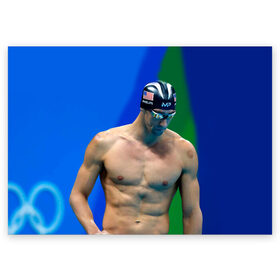 Поздравительная открытка с принтом Michael Phelps в Курске, 100% бумага | плотность бумаги 280 г/м2, матовая, на обратной стороне линовка и место для марки
 | бассейн | пловец | чемпион. фелепс