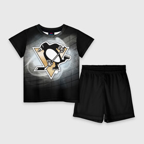 Детский костюм с шортами 3D с принтом Хоккей 1 в Курске,  |  | nhl | stanley cup |  pittsburgh penguins | кросби | кубок стенли | кубок стэнли | малкин | нхл | пингвинс | питтсбург пингвинз | сидни кросби | хоккей | хоккейный клуб