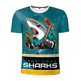 Мужская футболка 3D спортивная с принтом San Jose Sharks в Курске, 100% полиэстер с улучшенными характеристиками | приталенный силуэт, круглая горловина, широкие плечи, сужается к линии бедра | nhl | san jose sharks | sharks | stanley cup | кубок стенли | кубок стэнли | нхл | сан хосе | сан хосе шаркс | хоккей | хоккейный клуб | шаркс