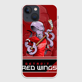 Чехол для iPhone 13 mini с принтом Detroit Red Wings в Курске,  |  | Тематика изображения на принте: detroit red wings | nhl | stanley cup | детройд | детройт ред уингз | кубок стенли | кубок стэнли | марченко | нхл | хоккей | хоккейный клуб