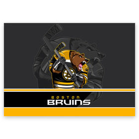 Поздравительная открытка с принтом Boston Bruins в Курске, 100% бумага | плотность бумаги 280 г/м2, матовая, на обратной стороне линовка и место для марки
 | Тематика изображения на принте: boston bruins | nhl | stanley cup | бостон | бостон брюинз | брюинз | брюинс | кубок стенли | кубок стэнли | нхл | хоккей | хоккейный клуб | худобин