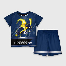 Детский костюм с шортами 3D с принтом Tampa Bay Lightning в Курске,  |  | nhl | stanley cup | tampa bay lightning | ампа бэй лайтнинг | василевский | кубок стенли | кубок стэнли | кучеров | наместников | нестеров | нхл | тампа бэй | хоккей | хоккейный клуб