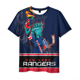 Мужская футболка 3D с принтом New York Rangers в Курске, 100% полиэфир | прямой крой, круглый вырез горловины, длина до линии бедер | new york rangers | nhl | stanley cup | кубок стенли | кубок стэнли | нхл | нью йорк рейнджерс | нью йорк рейнджеры | рейнджеры | хоккей | хоккейный клуб