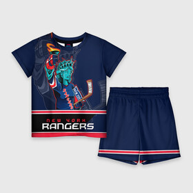 Детский костюм с шортами 3D с принтом New York Rangers в Курске,  |  | new york rangers | nhl | stanley cup | кубок стенли | кубок стэнли | нхл | нью йорк рейнджерс | нью йорк рейнджеры | рейнджеры | хоккей | хоккейный клуб