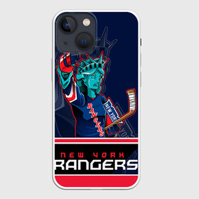 Чехол для iPhone 13 mini с принтом New York Rangers в Курске,  |  | Тематика изображения на принте: new york rangers | nhl | stanley cup | кубок стенли | кубок стэнли | нхл | нью йорк рейнджерс | нью йорк рейнджеры | рейнджеры | хоккей | хоккейный клуб
