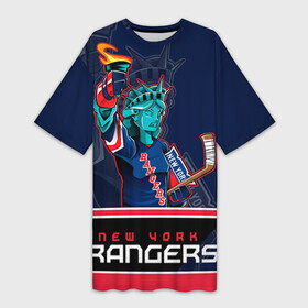 Платье-футболка 3D с принтом New York Rangers в Курске,  |  | new york rangers | nhl | stanley cup | кубок стенли | кубок стэнли | нхл | нью йорк рейнджерс | нью йорк рейнджеры | рейнджеры | хоккей | хоккейный клуб