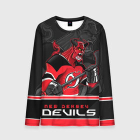 Мужской лонгслив 3D с принтом New Jersey Devils в Курске, 100% полиэстер | длинные рукава, круглый вырез горловины, полуприлегающий силуэт | new jersey devils | nhl | stanley cup | дъяволы нью джерси | калинин | кубок стенли | кубок стэнли | нхл | нью джерси девилз | хоккей | хоккейный клуб