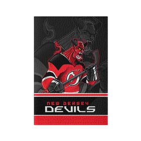 Обложка для паспорта матовая кожа с принтом New Jersey Devils в Курске, натуральная матовая кожа | размер 19,3 х 13,7 см; прозрачные пластиковые крепления | new jersey devils | nhl | stanley cup | дъяволы нью джерси | калинин | кубок стенли | кубок стэнли | нхл | нью джерси девилз | хоккей | хоккейный клуб