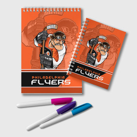 Блокнот с принтом Philadelphia Flyers в Курске, 100% бумага | 48 листов, плотность листов — 60 г/м2, плотность картонной обложки — 250 г/м2. Листы скреплены удобной пружинной спиралью. Цвет линий — светло-серый
 | Тематика изображения на принте: nhl | philadelphia flyers | stanley cup | кубок стенли | кубок стэнли | нхл | филадельфия | филадельфия флайерз | флаерс | хоккей | хоккейный клуб