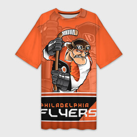 Платье-футболка 3D с принтом Philadelphia Flyers в Курске,  |  | nhl | philadelphia flyers | stanley cup | кубок стенли | кубок стэнли | нхл | филадельфия | филадельфия флайерз | флаерс | хоккей | хоккейный клуб