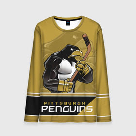 Мужской лонгслив 3D с принтом Pittsburgh Penguins в Курске, 100% полиэстер | длинные рукава, круглый вырез горловины, полуприлегающий силуэт | nhl | pittsburgh penguins | stanley cup | кросби | кубок стенли | кубок стэнли | малкин | нхл | пингвинс | питтсбург пингвинз | сидни кросби | хоккей | хоккейный клуб