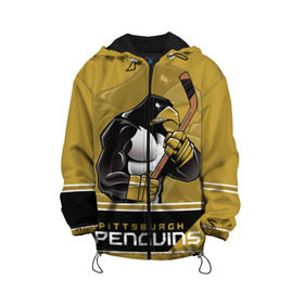 Детская куртка 3D с принтом Pittsburgh Penguins в Курске, 100% полиэстер | застежка — молния, подол и капюшон оформлены резинкой с фиксаторами, по бокам — два кармана без застежек, один потайной карман на груди, плотность верхнего слоя — 90 г/м2; плотность флисового подклада — 260 г/м2 | nhl | pittsburgh penguins | stanley cup | кросби | кубок стенли | кубок стэнли | малкин | нхл | пингвинс | питтсбург пингвинз | сидни кросби | хоккей | хоккейный клуб
