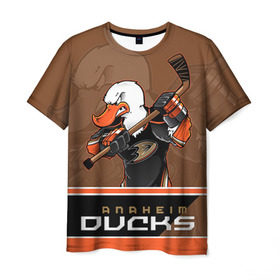 Мужская футболка 3D с принтом Anaheim Ducks в Курске, 100% полиэфир | прямой крой, круглый вырез горловины, длина до линии бедер | anaheim ducks | nhl | stanley cup | кубок стенли | кубок стэнли | нхл | хоккей | хоккейный клуб