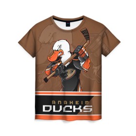 Женская футболка 3D с принтом Anaheim Ducks в Курске, 100% полиэфир ( синтетическое хлопкоподобное полотно) | прямой крой, круглый вырез горловины, длина до линии бедер | anaheim ducks | nhl | stanley cup | кубок стенли | кубок стэнли | нхл | хоккей | хоккейный клуб