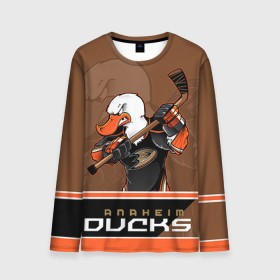 Мужской лонгслив 3D с принтом Anaheim Ducks в Курске, 100% полиэстер | длинные рукава, круглый вырез горловины, полуприлегающий силуэт | anaheim ducks | nhl | stanley cup | кубок стенли | кубок стэнли | нхл | хоккей | хоккейный клуб