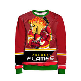 Детский свитшот 3D с принтом Calgary Flames в Курске, 100% полиэстер | свободная посадка, прямой крой, мягкая тканевая резинка на рукавах и понизу свитшота | calgary flames | nhl | stanley cup | калгари флэймз | кубок стенли | кубок стэнли | нхл | флэймс | хоккей | хоккейный клуб