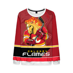 Мужской свитшот 3D с принтом Calgary Flames в Курске, 100% полиэстер с мягким внутренним слоем | круглый вырез горловины, мягкая резинка на манжетах и поясе, свободная посадка по фигуре | calgary flames | nhl | stanley cup | калгари флэймз | кубок стенли | кубок стэнли | нхл | флэймс | хоккей | хоккейный клуб